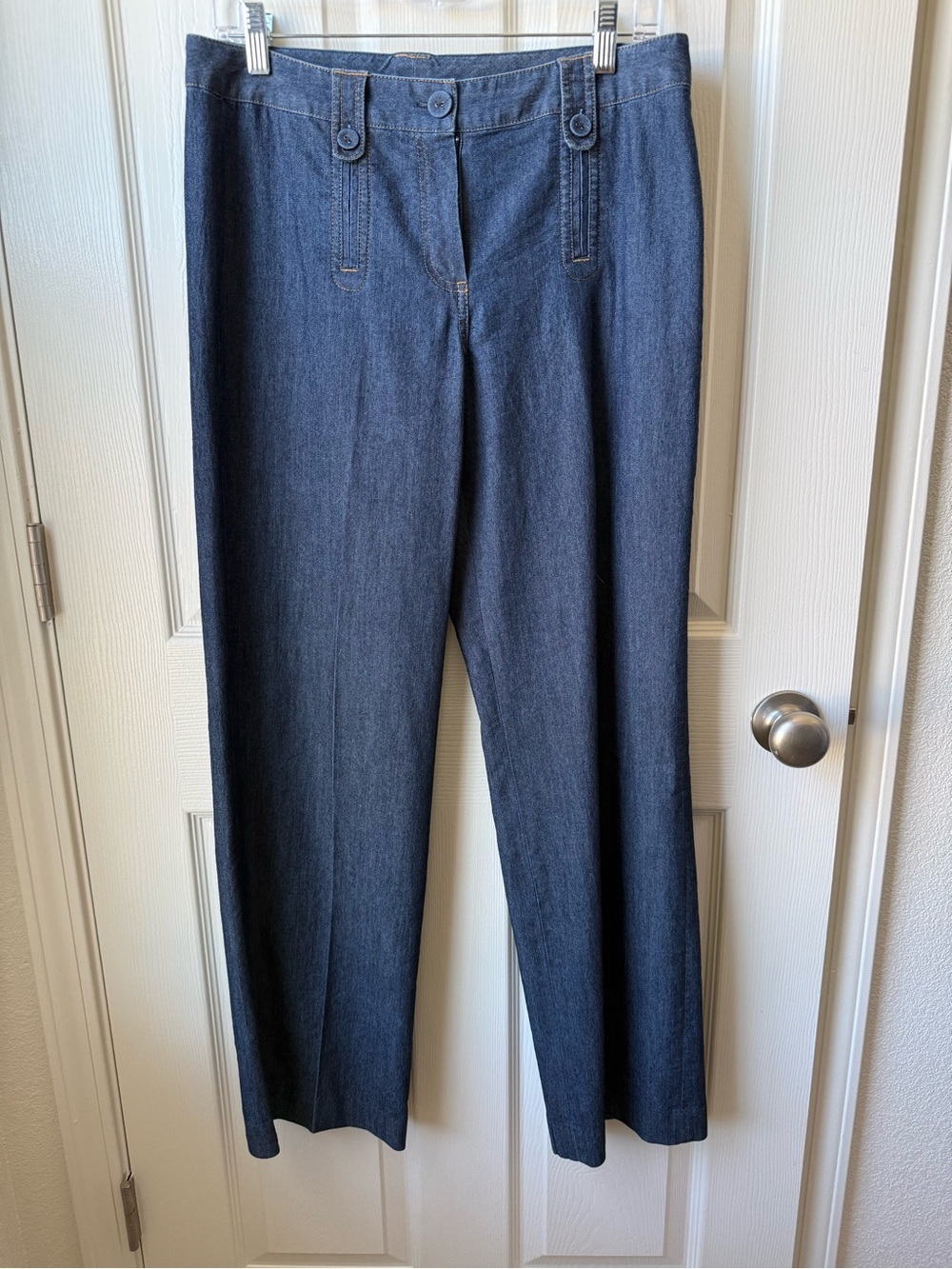 Larry Levine Navy Stretch Straight-Leg Pants